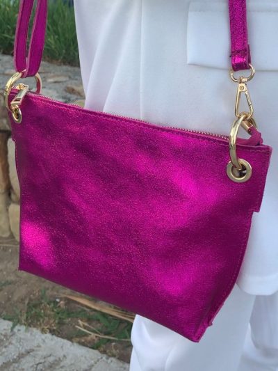 Bolso Piel Brillante Fucsia