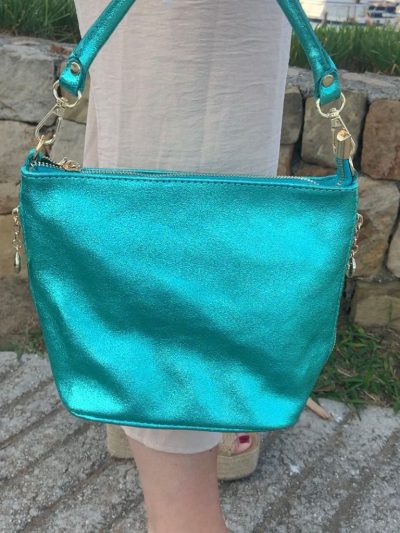 BOLSO PIEL BRILLANTE VERDE AGUA - VISTA PRINCIPAL