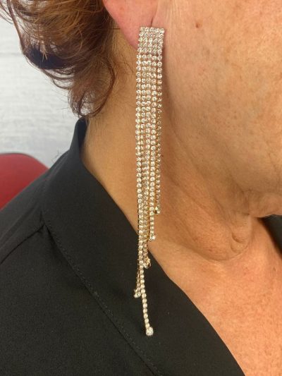 Brillosphere – Pendientes largos de fiesta con brillos