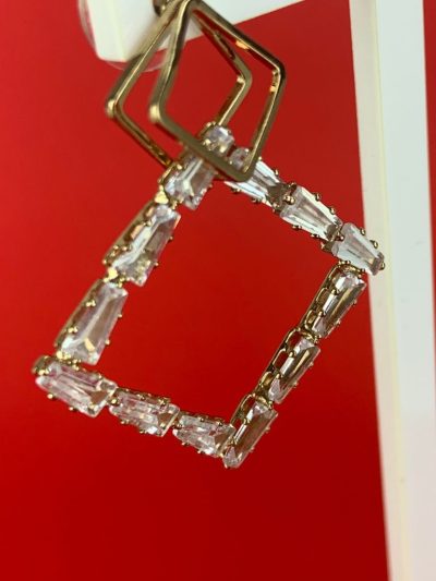 Cintilantes – Pendientes cuadrados con brillos