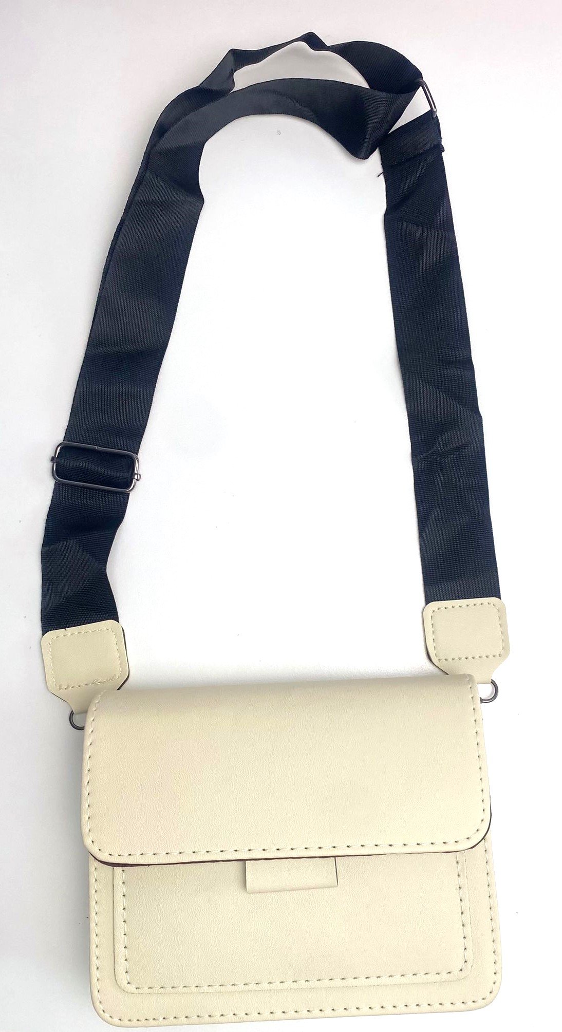 Bolso Bandolera Cuadrado estilo Vintage Con Correa Ancha Beige - detalle
