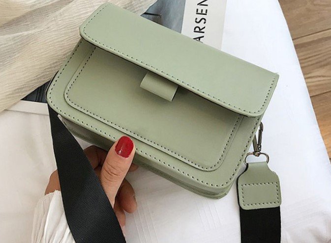 Bolso Bandolera Cuadrado estilo Vintage Con Correa Ancha Verde