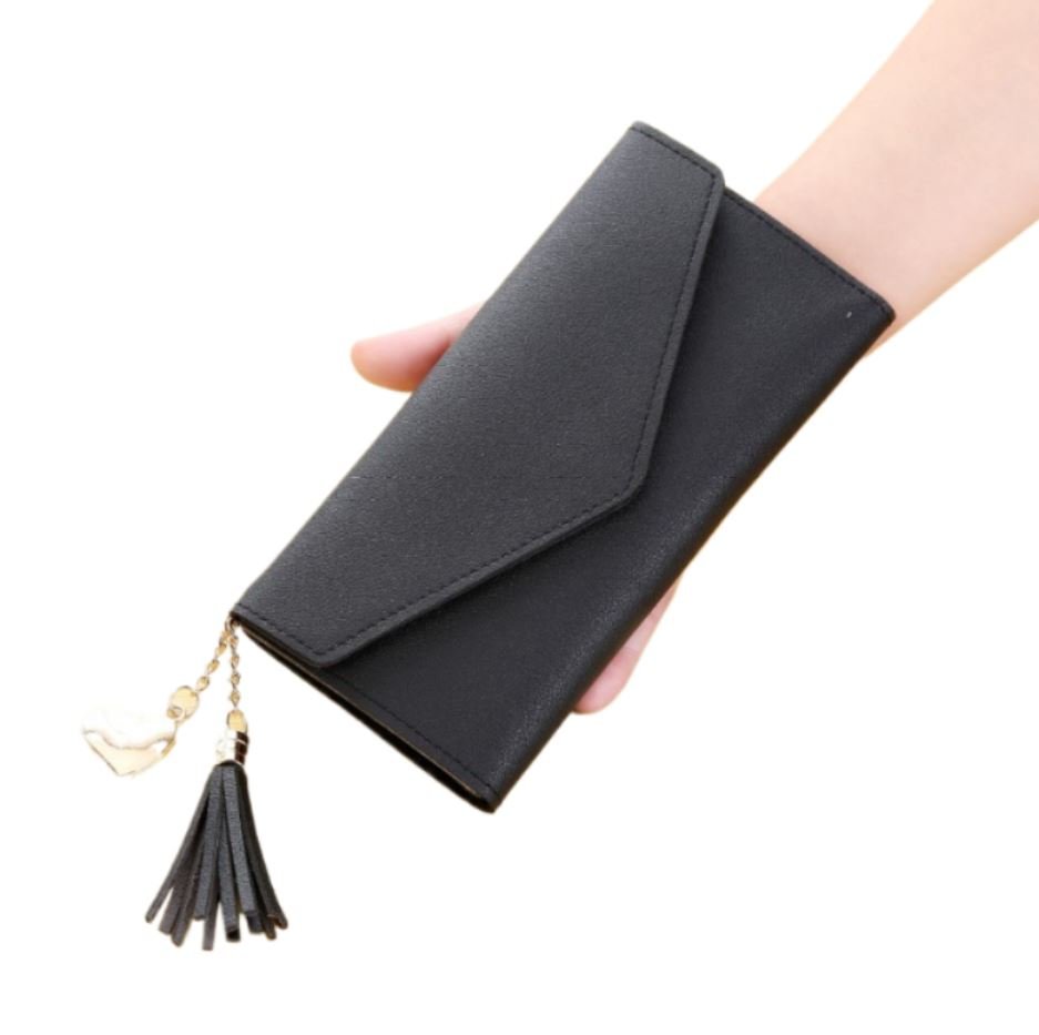 Cartera Grande para tarjetas, billetes y monedas con Hebilla Magnética Negra