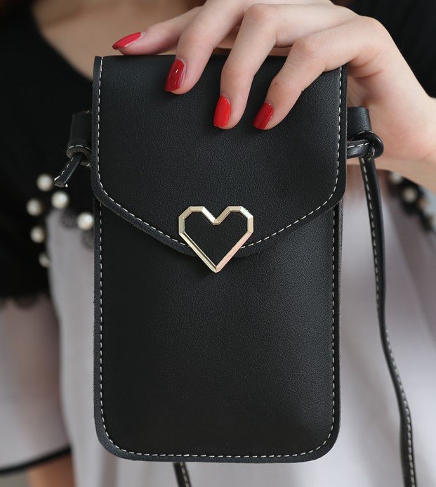 Mini Bolso Bandolera con funda para el Teléfono - Color Negro