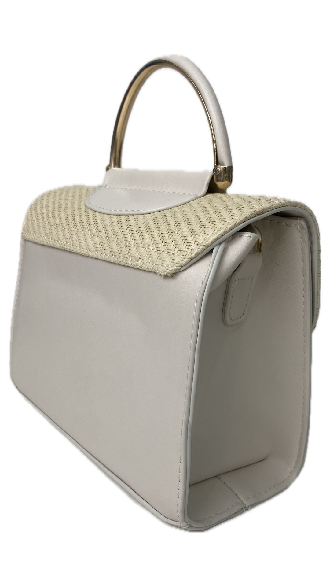 Bolso Combinación Cuero PU y Mimbre - Bolso Minerva - DE ESPALDA