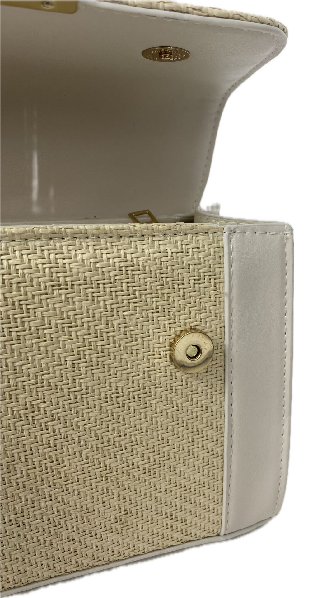 Bolso Combinación Cuero PU y Mimbre - Bolso Minerva - DETALLES MATERIAL