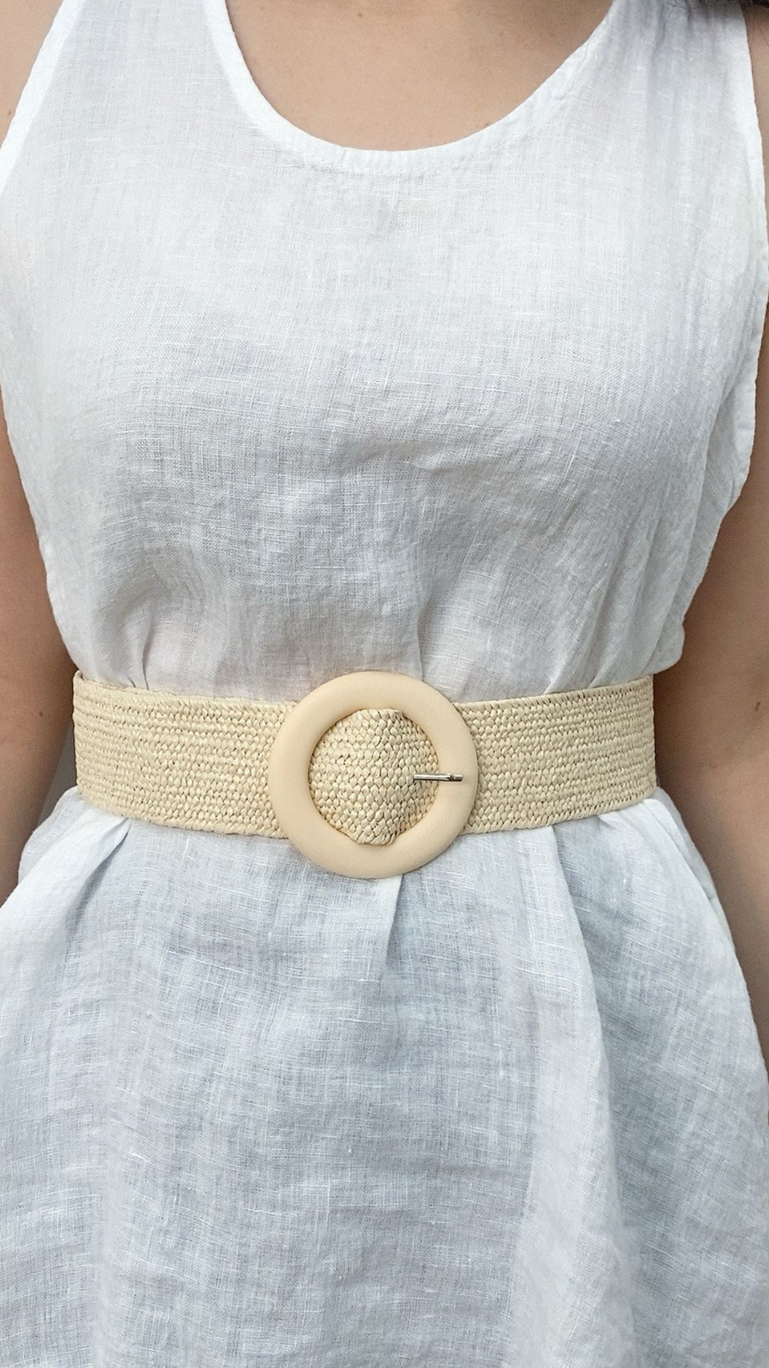 Cinturón de fibra natural y hebilla de pasta dura - Cinturón Maripaz - DE FRENTE