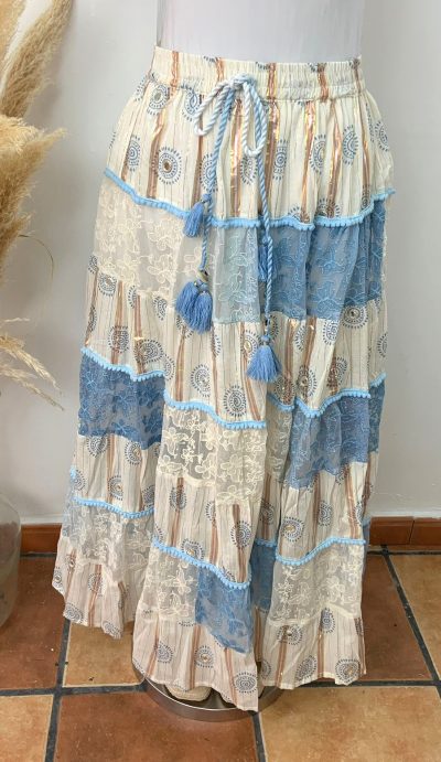 Falda Boho Larga  – Falda Córdoba Azul