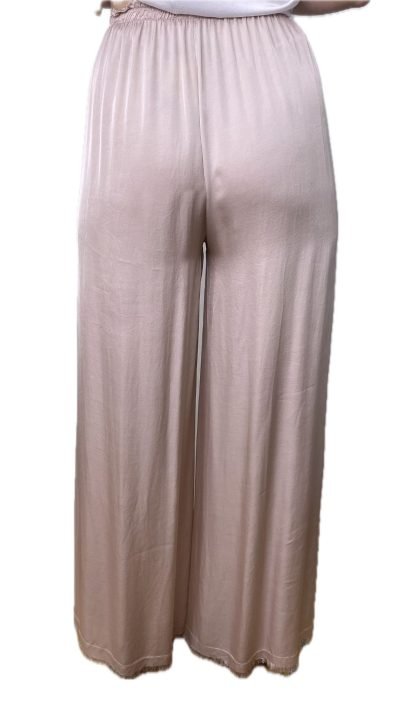 Pantalón Satinado Fluido Ancho Cintura Elástica Tela Viscosa – Pantalón Roma Rosa Nude
