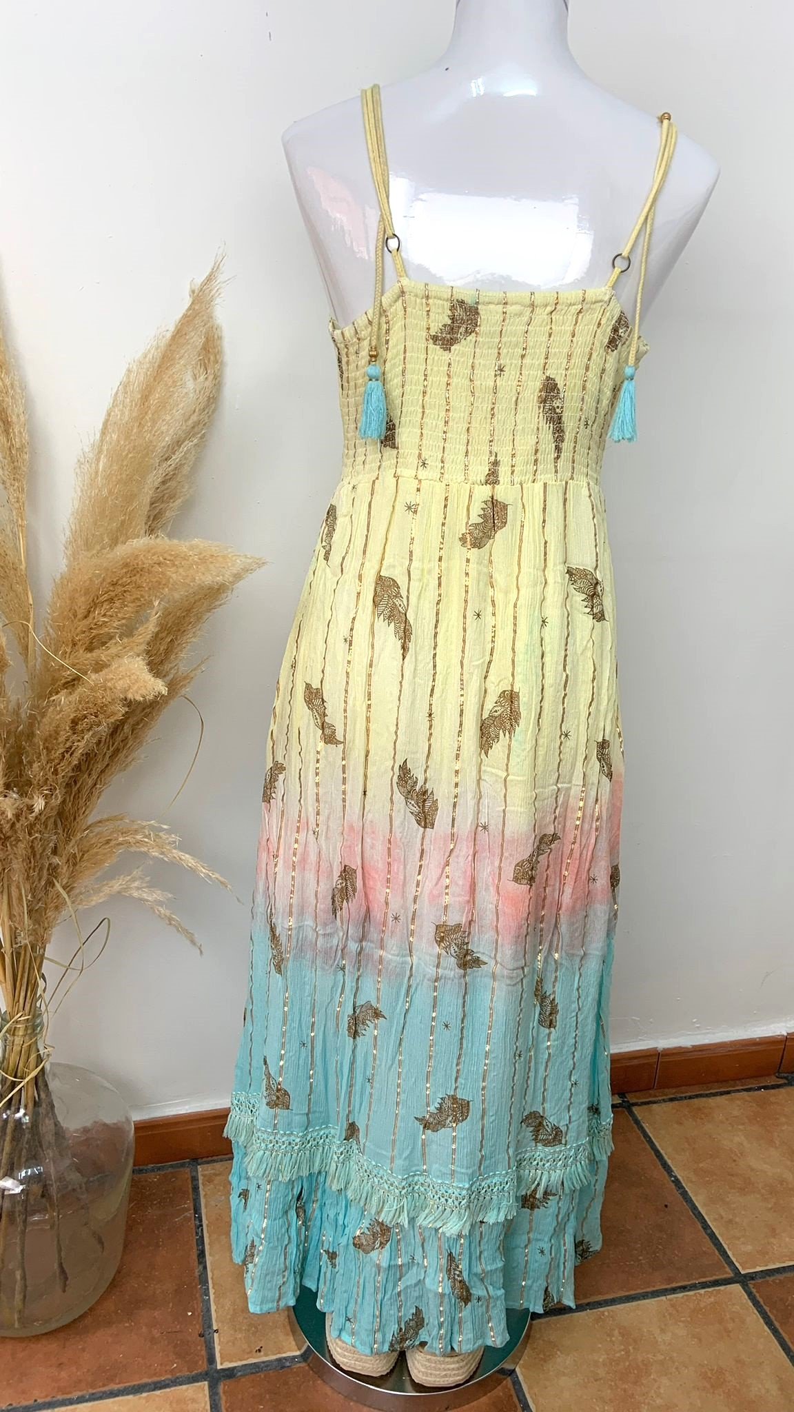 Vestido Boho Largo Amarillo - Vestido Mallorca - de espalda