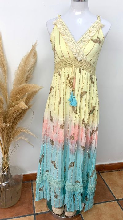 Vestido Boho Largo  Amarillo – Vestido Mallorca