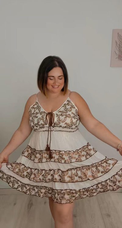 Vestido Boho Corto con Brillo 100% Viscosa – Vestido Jaén