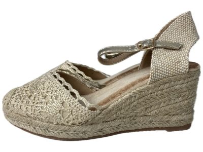 Zapato de Esparto 6 cm con Reflejos Dorados
