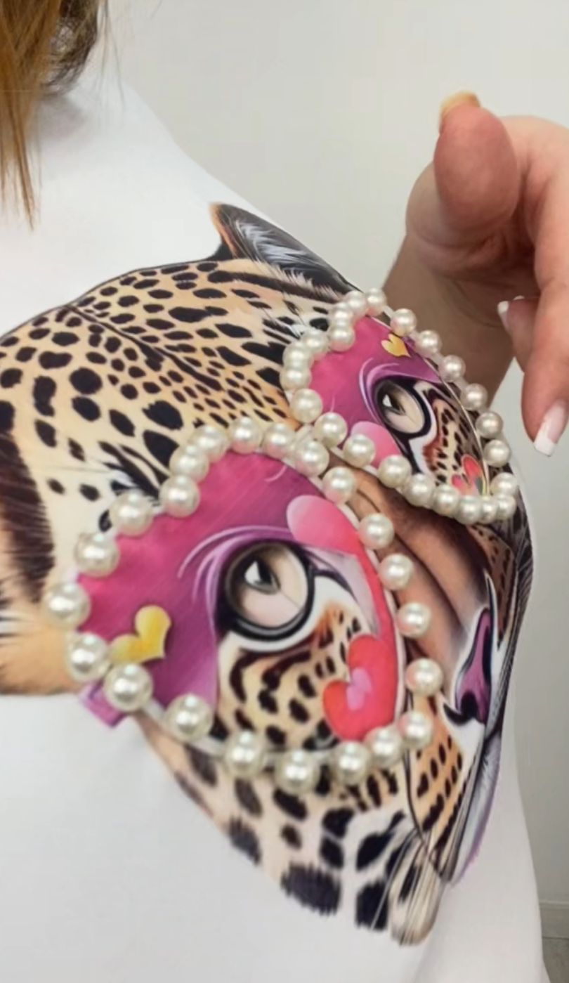Camiseta Tigre detalle perlas