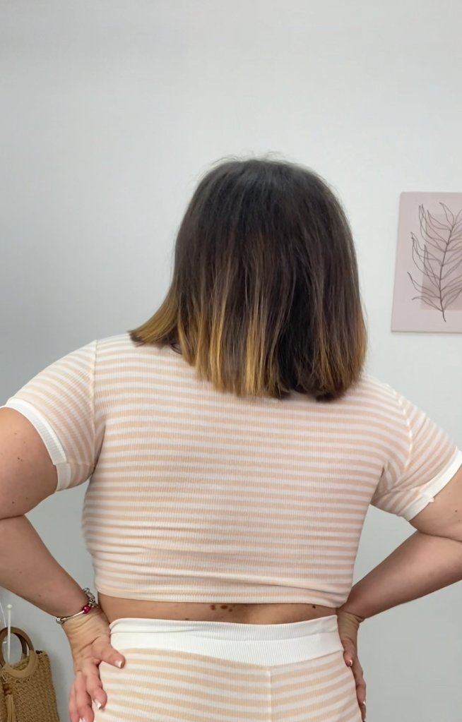 Conjunto 2 piezas Casual - Top y Pantalón color Salmón - top de espaldas