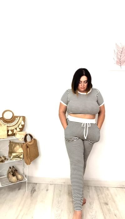 Conjunto 2 piezas Casual – Top y Pantalón color Verde Militar