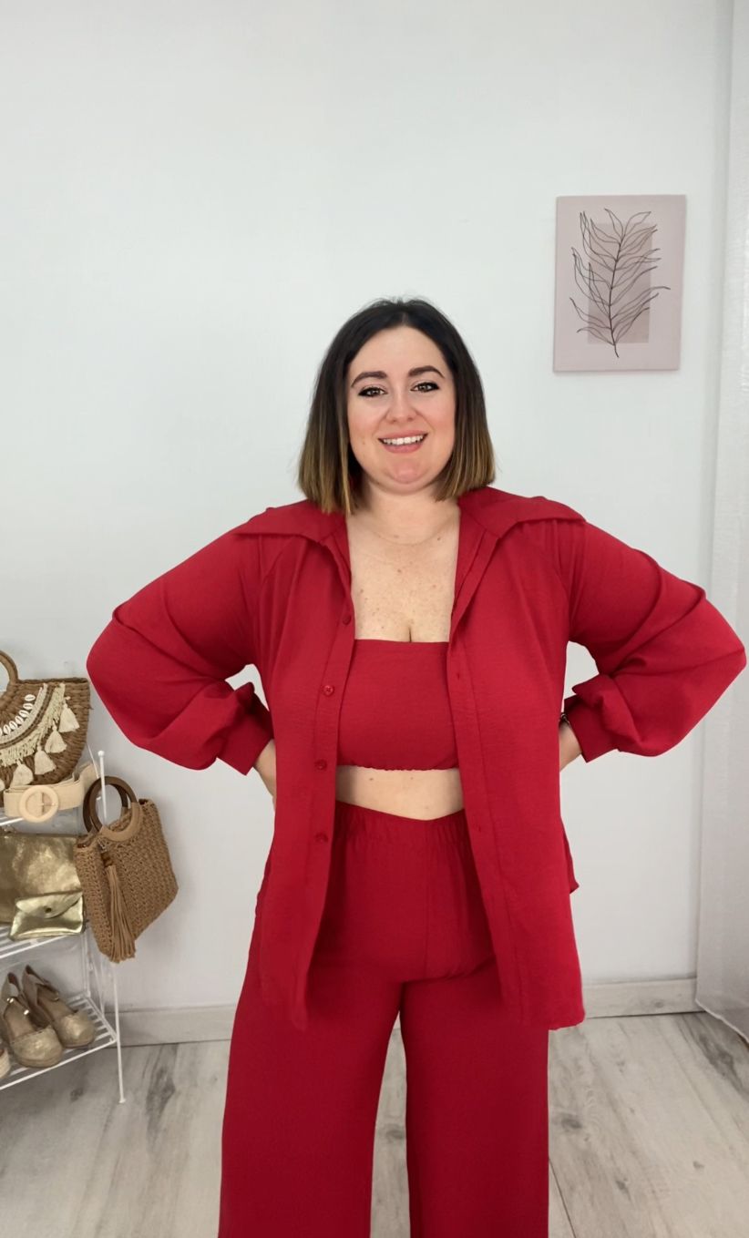 Conjunto Jerez Rojo - de frente 3 piezas