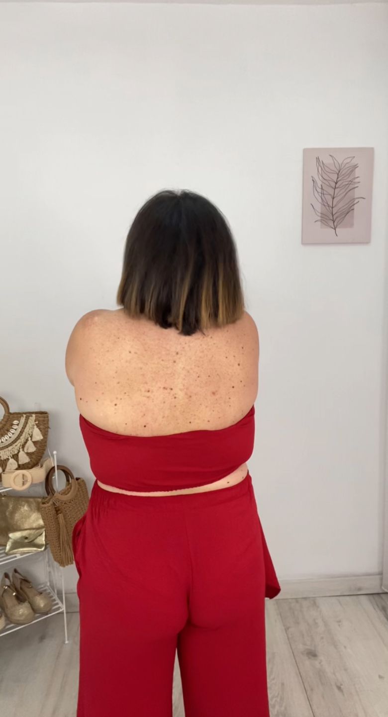 Conjunto Jerez Rojo - top de espaldas y pantalón