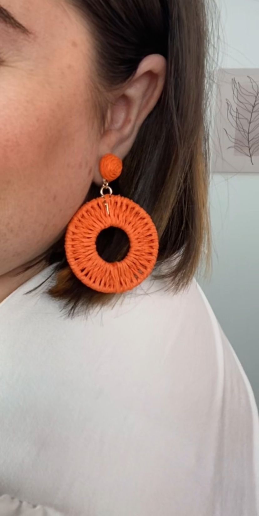 M0203 - Pendiente de Rafia Naranja - Florencia