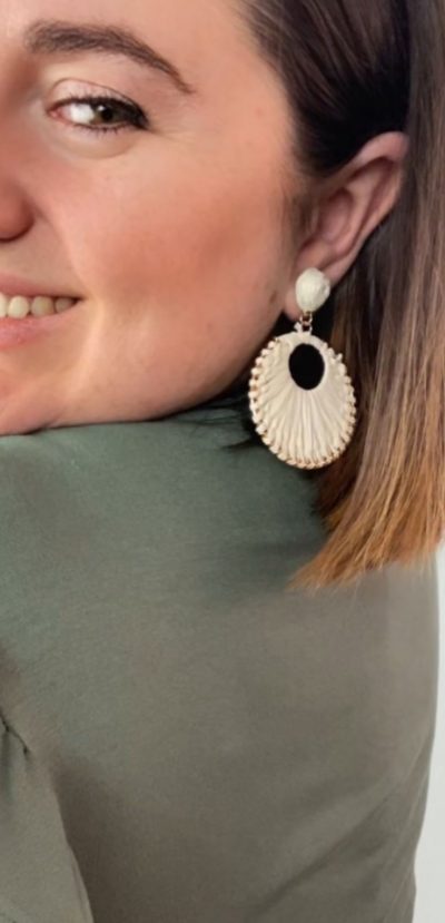 Pendiente de Rafia Beige