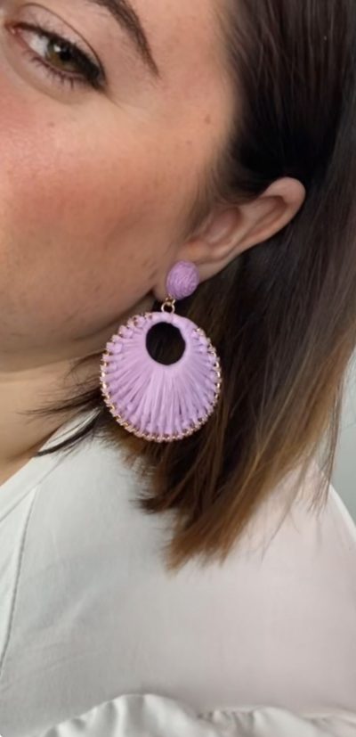 Pendiente de Rafia Malva