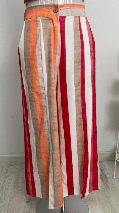 Pantalón de tela fina y fresca con estampado de rayas verticales – Pantalón Benidorm