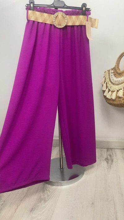 Pantalón cintura fruncida con cinturón – Pantalón Marisa color Morado