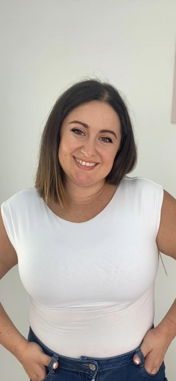 Camiseta Básica manga mini talla única color blanco de cerca