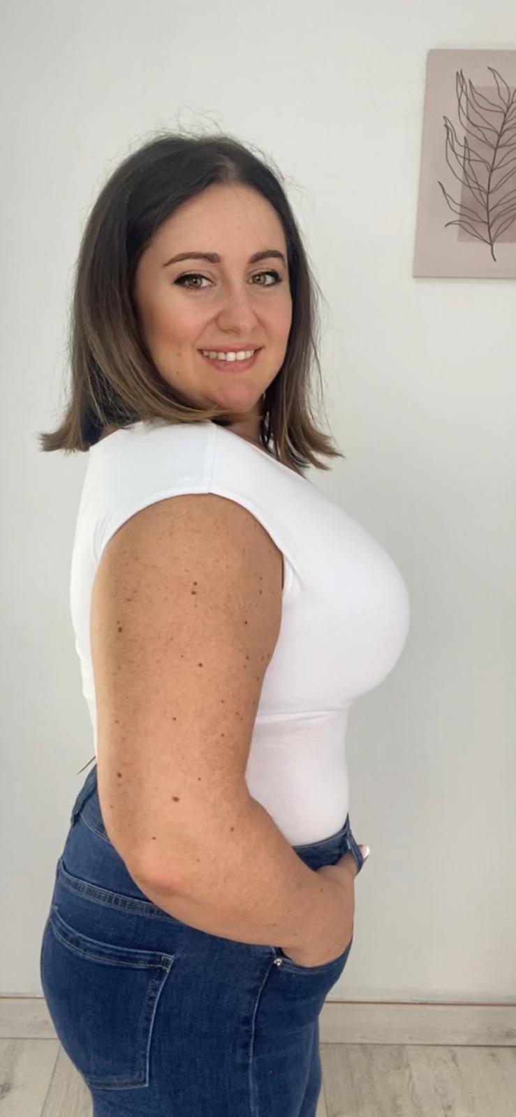 Camiseta Básica manga mini talla única color blanco de lateral